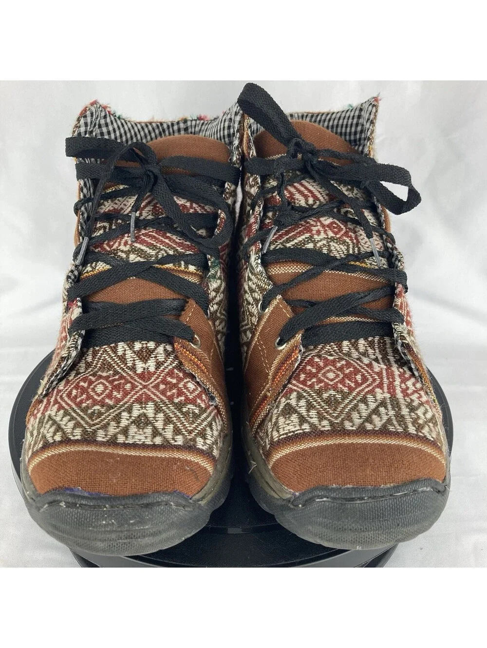 Men's Size 10 Hand Woven Southwestern Aztec Ankle Boots Tribal Rugged Shoes